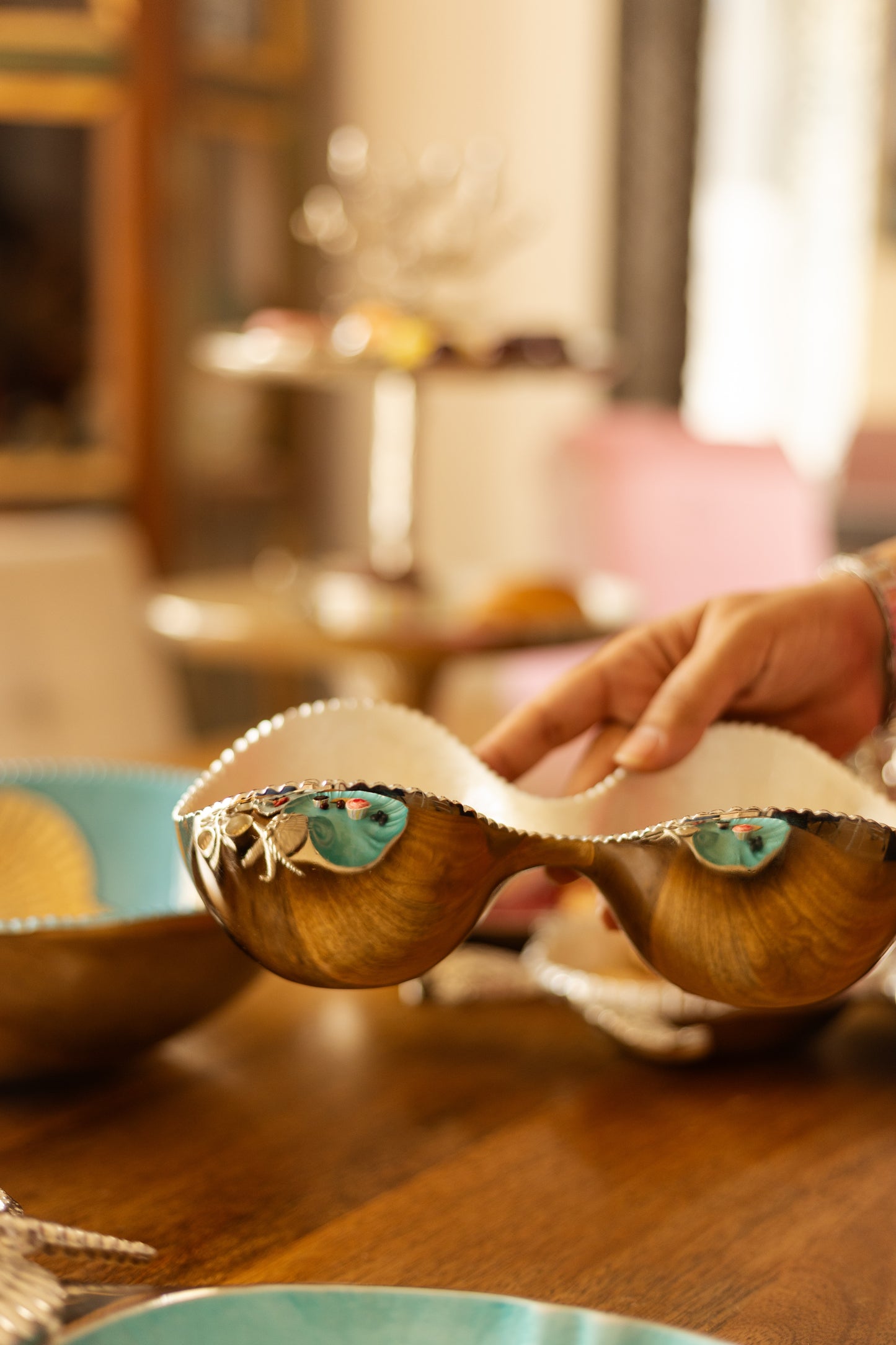 Mother of Pearl Condiment Server