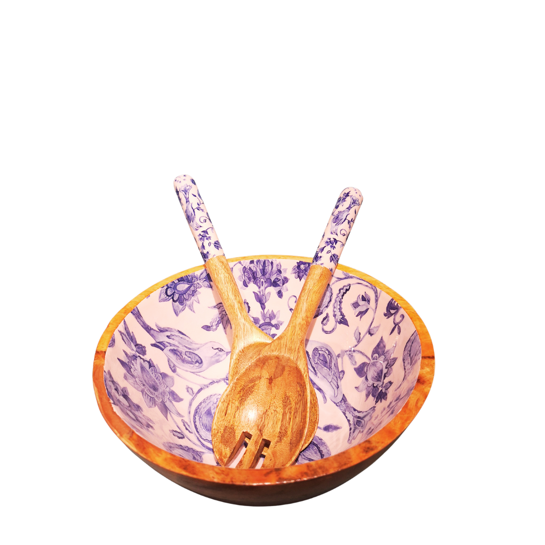 French Summer - Salad/Fruit Bowl & 2 Spoons