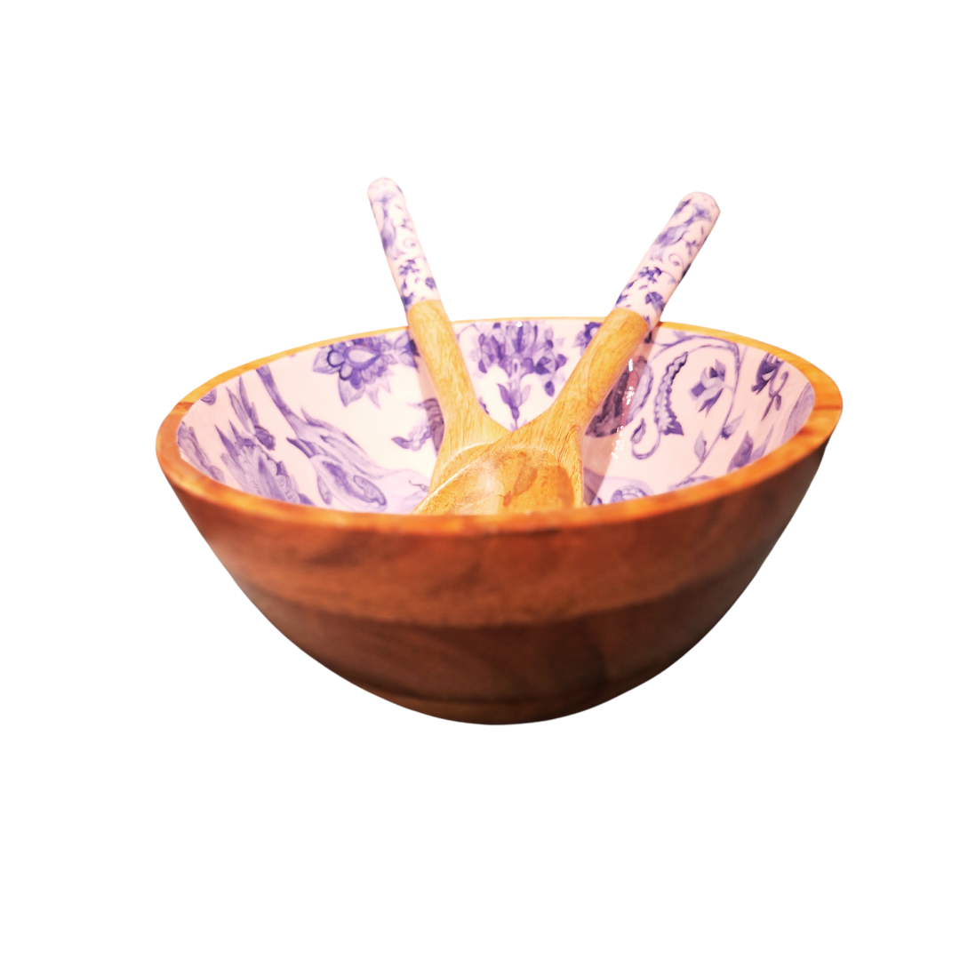 French Summer - Salad/Fruit Bowl & 2 Spoons