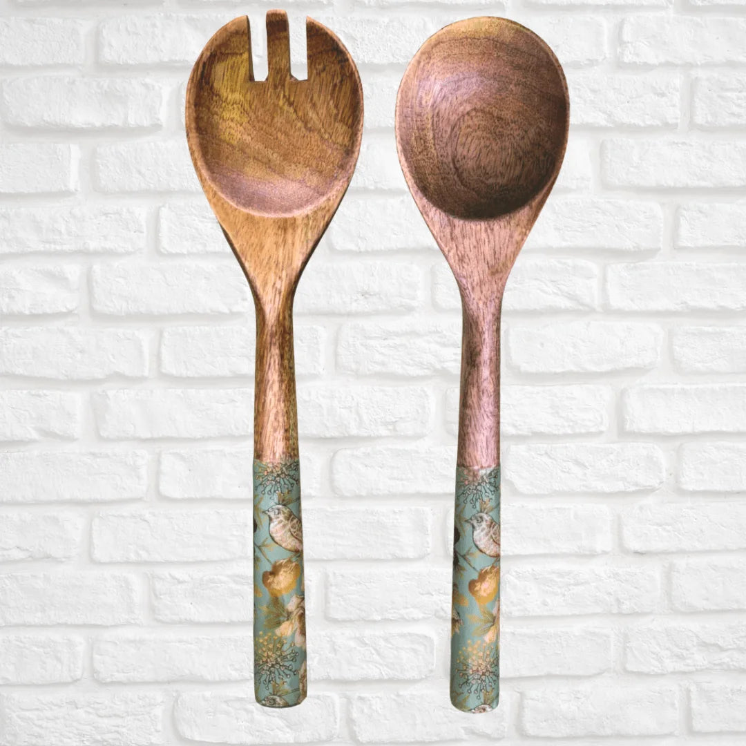 Golden Nightingale - Salad/Fruit Bowl & 2 Spoons