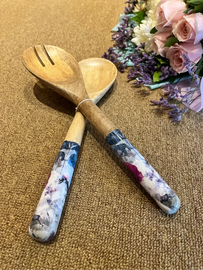 Winter Blossom - Salad/Fruit Bowl & 2 Spoons