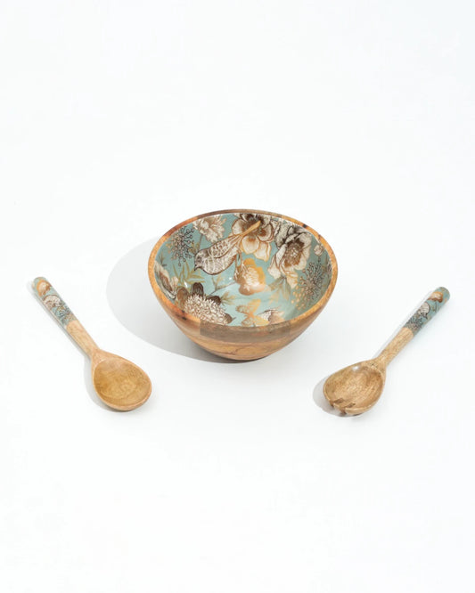 Golden Nightingale - Medium Bowl & 2 Spoons