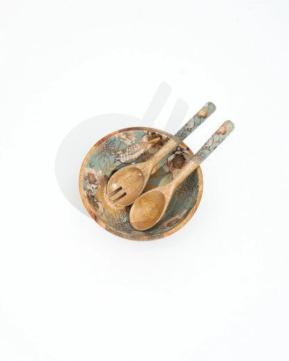 Golden Nightingale - Medium Bowl & 2 Spoons