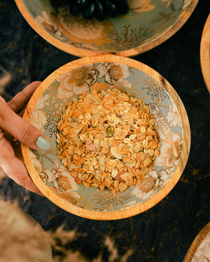 Golden Nightingale - Wooden Design Salad + Fruit + Snack Bowl