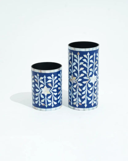 Mother Of Pearl Vases - Blue